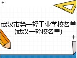 武汉市第一轻工业学校名单(武汉一轻校名单)