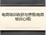 电商培训收获与感悟(电商培训心得)
