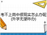 考不上高中很现实怎么办呢(升学无望咋办)