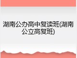 湖南公办高中复读班(湖南公立高复班)