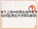 考不上高中的男生选什么学校好呢(男生升学择校推荐)