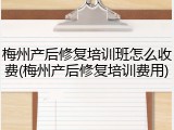 梅州产后修复培训班怎么收费(梅州产后修复培训费用)