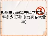 郑州电力高等专科学校就业率多少(郑州电力高专就业率)