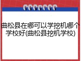 曲松县在哪可以学挖机哪个学校好(曲松县挖机学校)