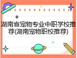 湖南省宠物专业中职学校推荐(湖南宠物职校推荐)