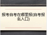 报考自考在哪里报(自考报名入口)