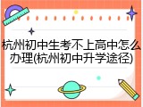 杭州初中生考不上高中怎么办理(杭州初中升学途径)