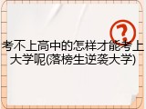 考不上高中的怎样才能考上大学呢(落榜生逆袭大学)