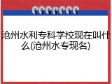 沧州水利专科学校现在叫什么(沧州水专现名)