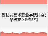 攀枝花艺术职业学院排名(攀枝花艺院排名)