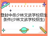 登封中岳少林文武学校招生条件(少林文武学校招生)