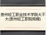 贵州轻工职业技术学院大不大(贵州轻工职院规模)
