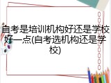 自考是培训机构好还是学校好一点(自考选机构还是学校)