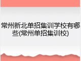 常州新北单招集训学校有哪些(常州单招集训校)