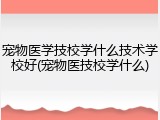 宠物医学技校学什么技术学校好(宠物医技校学什么)