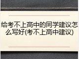 给考不上高中的同学建议怎么写好(考不上高中建议)