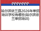 哈尔滨依兰县2026年单招培训学校有哪些(哈尔滨依兰单招培训)