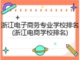 浙江电子商务专业学校排名(浙江电商学校排名)