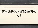 河南编导艺考(河南编导统考)