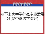 考不上高中学什么专业发展好(高中落选学啥好)