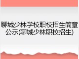 聊城少林学校职校招生简章公示(聊城少林职校招生)