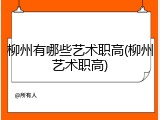 柳州有哪些艺术职高(柳州艺术职高)