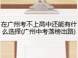 在广州考不上高中还能有什么选择(广州中考落榜出路)