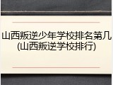山西叛逆少年学校排名第几(山西叛逆学校排行)