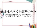 蚌埠技术学校有哪些少年学校的(蚌埠少年技校)