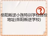 岳阳叛逆小孩特训学校技校地址(岳阳叛逆学校)