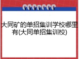 大同矿的单招集训学校哪里有(大同单招集训校)