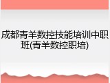 成都青羊数控技能培训中职班(青羊数控职培)