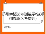 郑州舞蹈艺考训练学校(郑州舞蹈艺考培训)