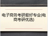 电子商务考研最好专业(电商考研优选)