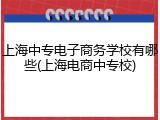 上海中专电子商务学校有哪些(上海电商中专校)