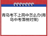 青岛考不上高中怎么办(青岛中考落榜对策)