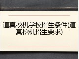 道真挖机学校招生条件(道真挖机招生要求)