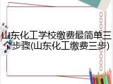 山东化工学校缴费最简单三个步骤(山东化工缴费三步)