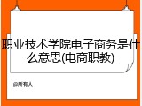职业技术学院电子商务是什么意思(电商职教)