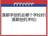 莲都学挖机在哪个学校好(莲都挖机学校)