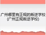广州哪里有正规的叛逆学校(广州正规叛逆学校)