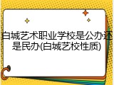 白城艺术职业学校是公办还是民办(白城艺校性质)