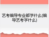 艺考编导专业都学什么(编导艺考学什么)