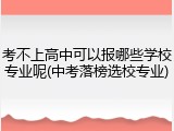 考不上高中可以报哪些学校专业呢(中考落榜选校专业)