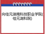 向佳元湖南科技职业学院(佳元湖科院)