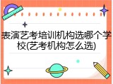 表演艺考培训机构选哪个学校(艺考机构怎么选)