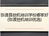 弥渡县挖机培训学校哪家好(弥渡挖机培训优选)