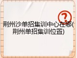 荆州沙单招集训中心在哪(荆州单招集训位置)