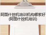 阿图什挖机培训机构哪家好(阿图什挖机培训)