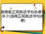 湖南最正规叛逆学校收费是多少(湖南正规叛逆学校收费)